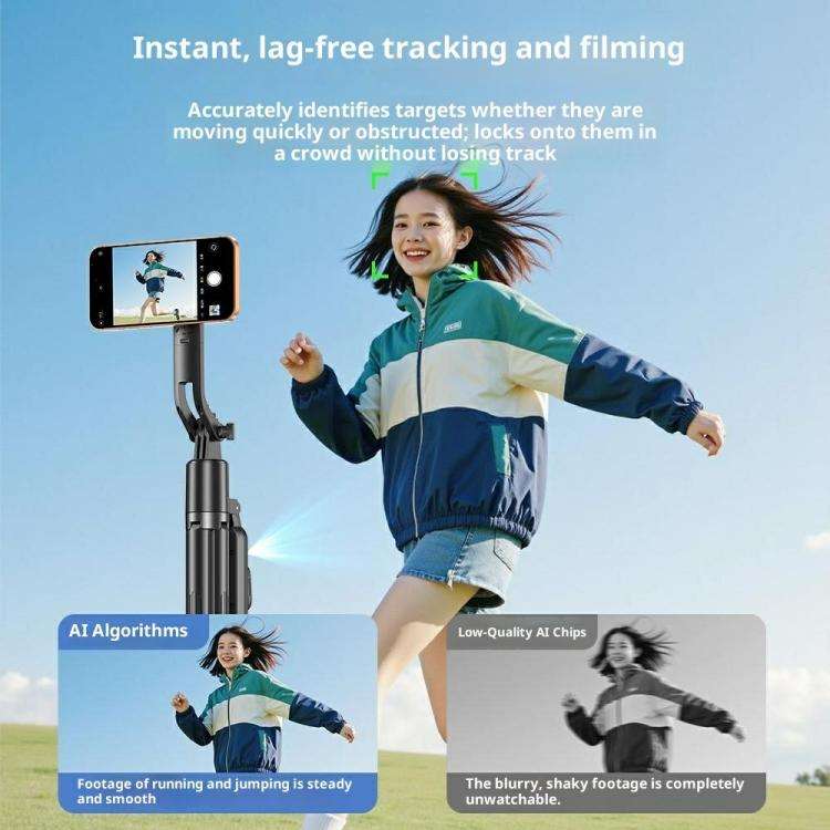 Q625MF For Live Streaming 1.82m Extendable Selfie Stick AI Smart Tracking Auto Open Tripod