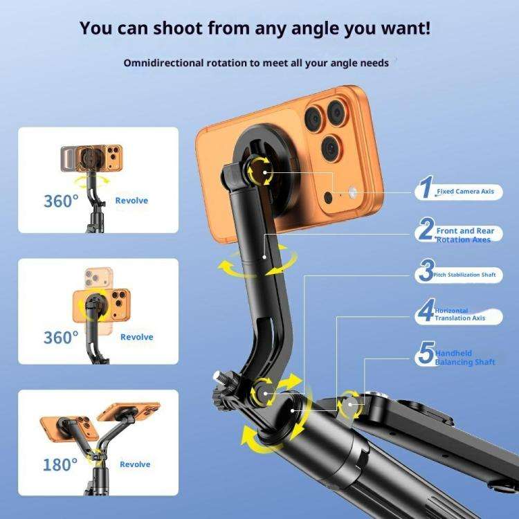 Q625MF For Live Streaming 1.82m Extendable Selfie Stick AI Smart Tracking Auto Open Tripod