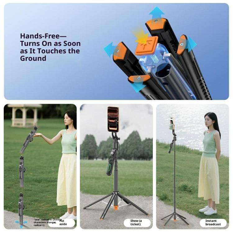 Q625MF For Live Streaming 1.82m Extendable Selfie Stick AI Smart Tracking Auto Open Tripod