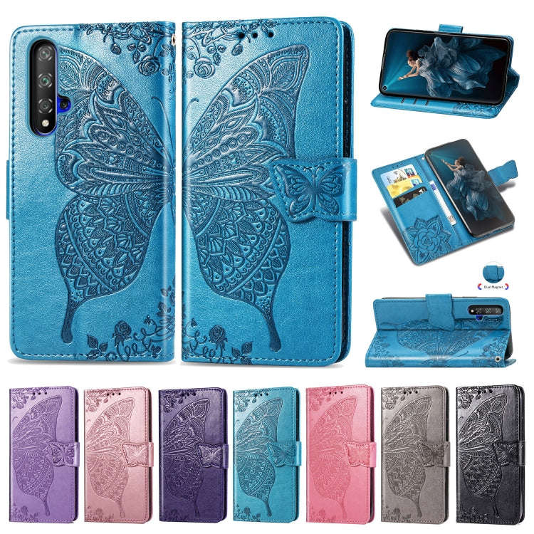 Butterfly Love Flowers Embossing Horizontal Flip Leather Case For Huawei Honor 20 with Holder & C...