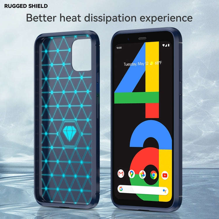 For Google Pixel 4 Brushed Texture Carbon Fiber TPU Case(Navy Blue)