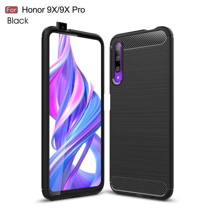 Brushed Texture Carbon Fiber TPU Case for Huawei Honor 9X / 9X Pro(Black)