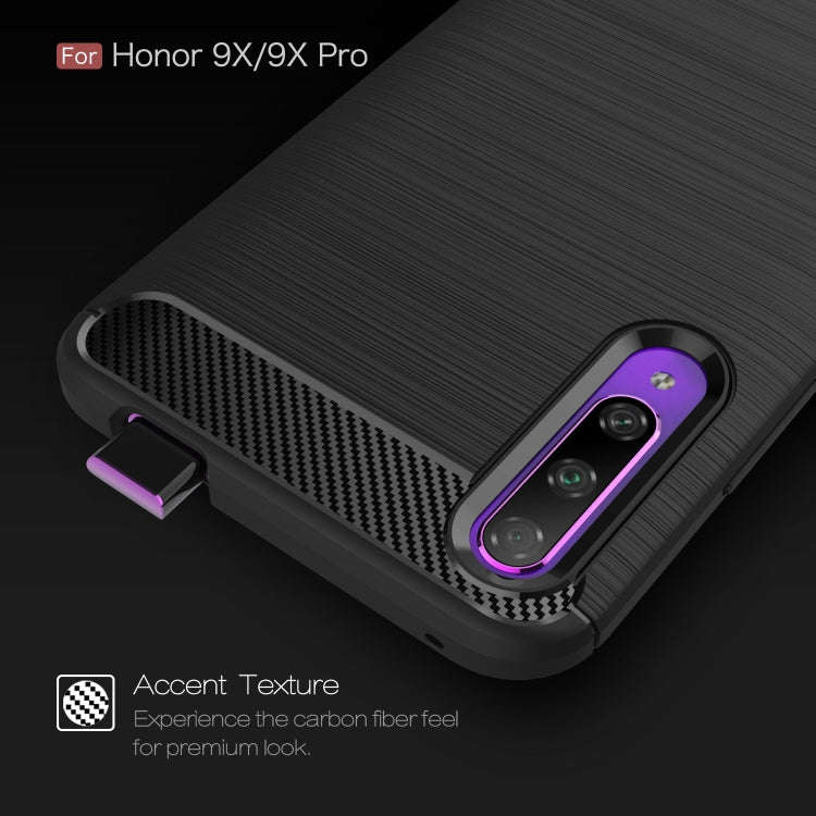 Brushed Texture Carbon Fiber TPU Case for Huawei Honor 9X / 9X Pro(Black)