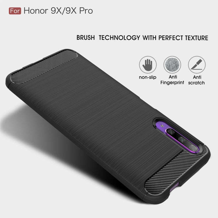 Brushed Texture Carbon Fiber TPU Case for Huawei Honor 9X / 9X Pro(Red)