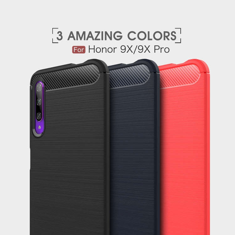 Brushed Texture Carbon Fiber TPU Case for Huawei Honor 9X / 9X Pro(Red)
