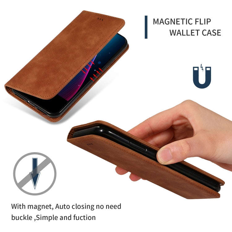 Retro Skin Feel Business Magnetic Horizontal Flip Leather Case for Huawei Nova 5 / Nova 5 Pro(Brown)