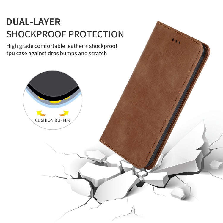 Retro Skin Feel Business Magnetic Horizontal Flip Leather Case for Huawei Nova 5 / Nova 5 Pro(Brown)