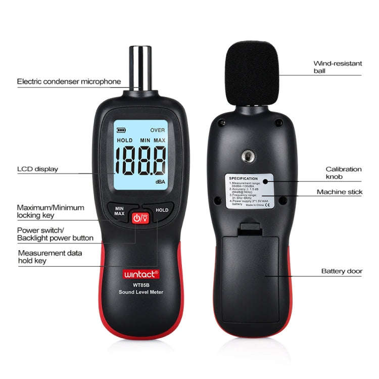 WT85B Sound Level Meter Digital Decibel Meter Digital Noise Meter Environmental Noise Tester