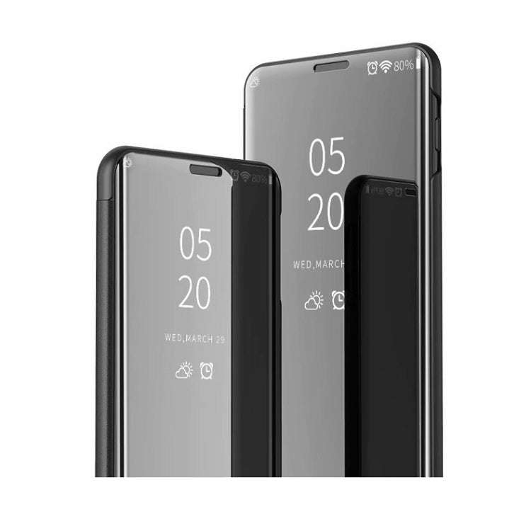 For Huawei Enjoy 10 Plus Plating Mirror Left and Right Flip Cover with Bracket Holster(Purple Blue)