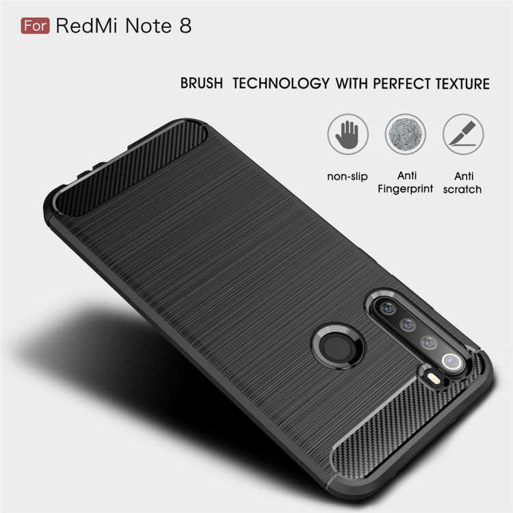 For Xiaomi Redmi Note 8 Brushed Texture Carbon Fiber TPU Case(Navy Blue)