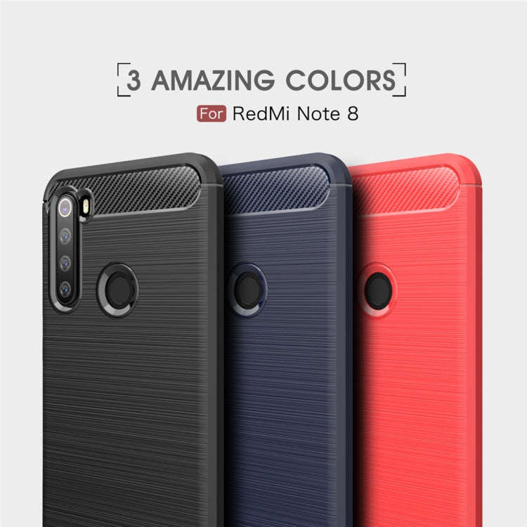 For Xiaomi Redmi Note 8 Brushed Texture Carbon Fiber TPU Case(Navy Blue)
