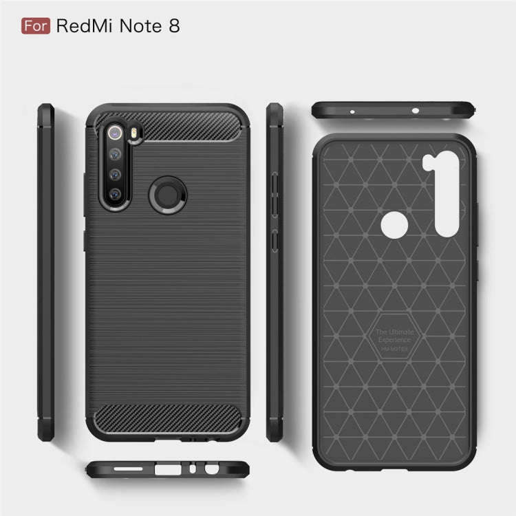 For Xiaomi Redmi Note 8 Brushed Texture Carbon Fiber TPU Case(Navy Blue)
