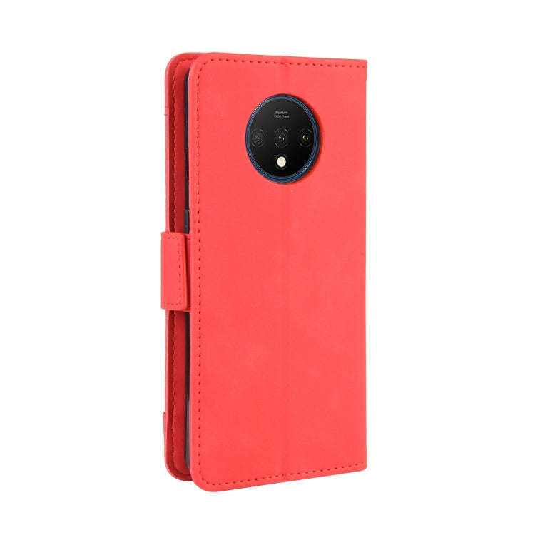 For OnePlus 7T Wallet Style Skin Feel Calf Pattern Leather Case with Separate Card Slot(Red)