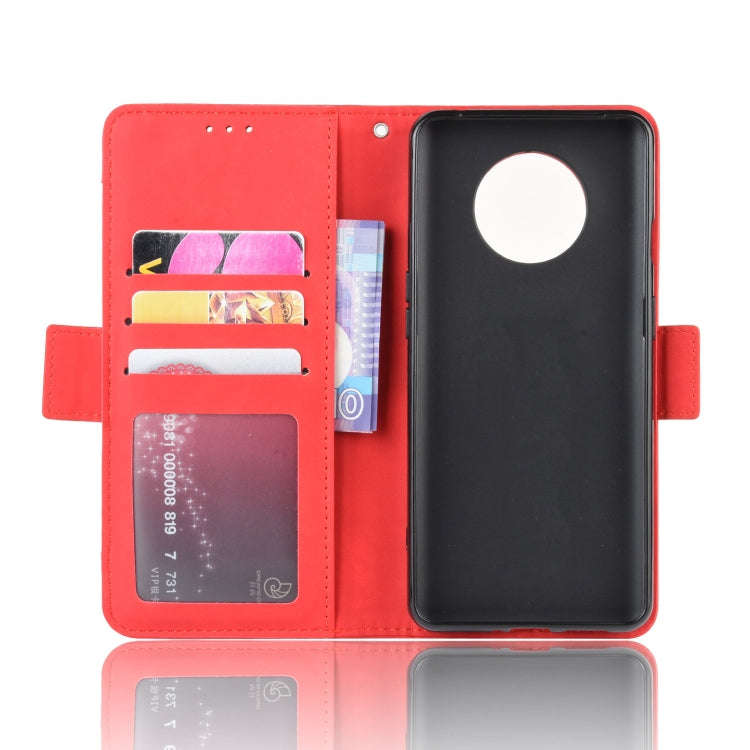 For OnePlus 7T Wallet Style Skin Feel Calf Pattern Leather Case with Separate Card Slot(Red)