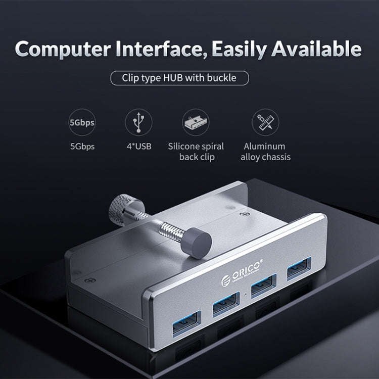 ORICO  MH4PU-P Aluminum Alloy 4 Ports USB3.0 Clip-type HUB(Silver)