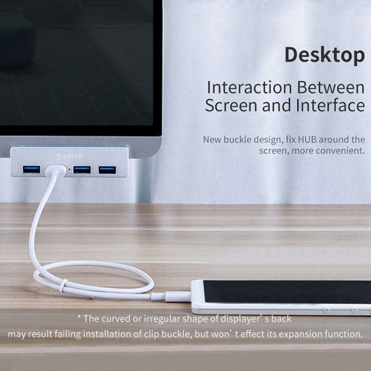 ORICO  MH4PU-P Aluminum Alloy 4 Ports USB3.0 Clip-type HUB(Silver)