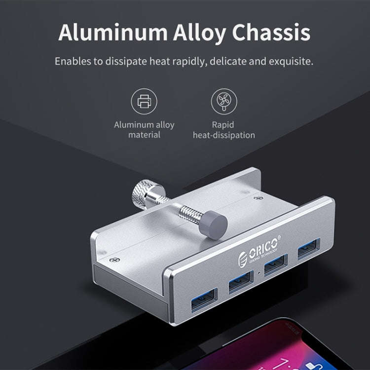 ORICO  MH4PU-P Aluminum Alloy 4 Ports USB3.0 Clip-type HUB(Silver)