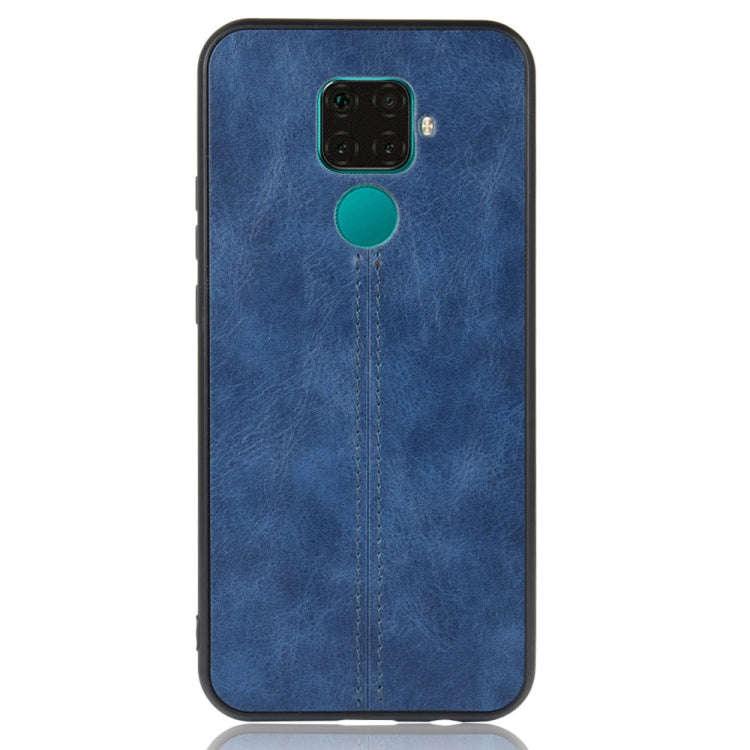 For Huawei Nova 5i Pro / Nova 5z Shockproof Sewing Cow Pattern Skin PC + PU + TPU Case(Blue)