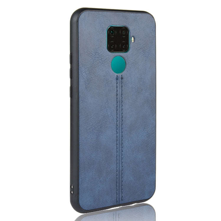 For Huawei Nova 5i Pro / Nova 5z Shockproof Sewing Cow Pattern Skin PC + PU + TPU Case(Blue)