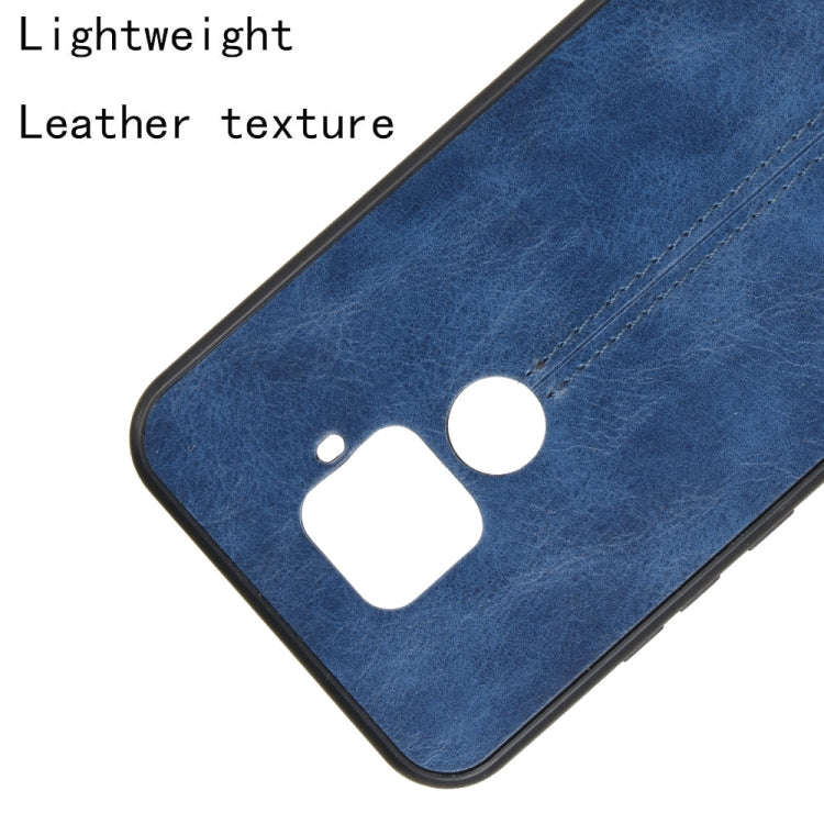 For Huawei Nova 5i Pro / Nova 5z Shockproof Sewing Cow Pattern Skin PC + PU + TPU Case(Blue)