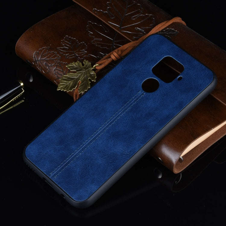 For Huawei Nova 5i Pro / Nova 5z Shockproof Sewing Cow Pattern Skin PC + PU + TPU Case(Blue)