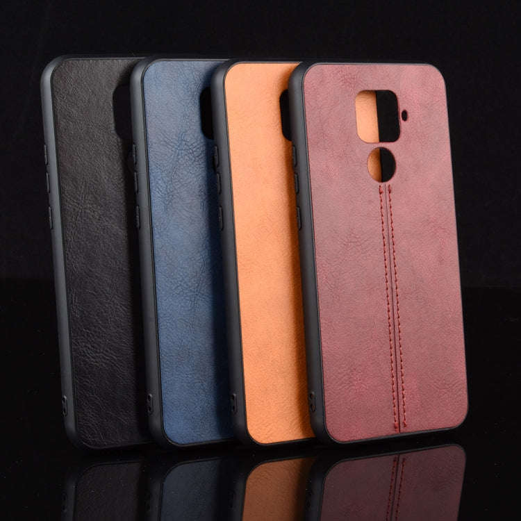 For Huawei Nova 5i Pro / Nova 5z Shockproof Sewing Cow Pattern Skin PC + PU + TPU Case(Blue)
