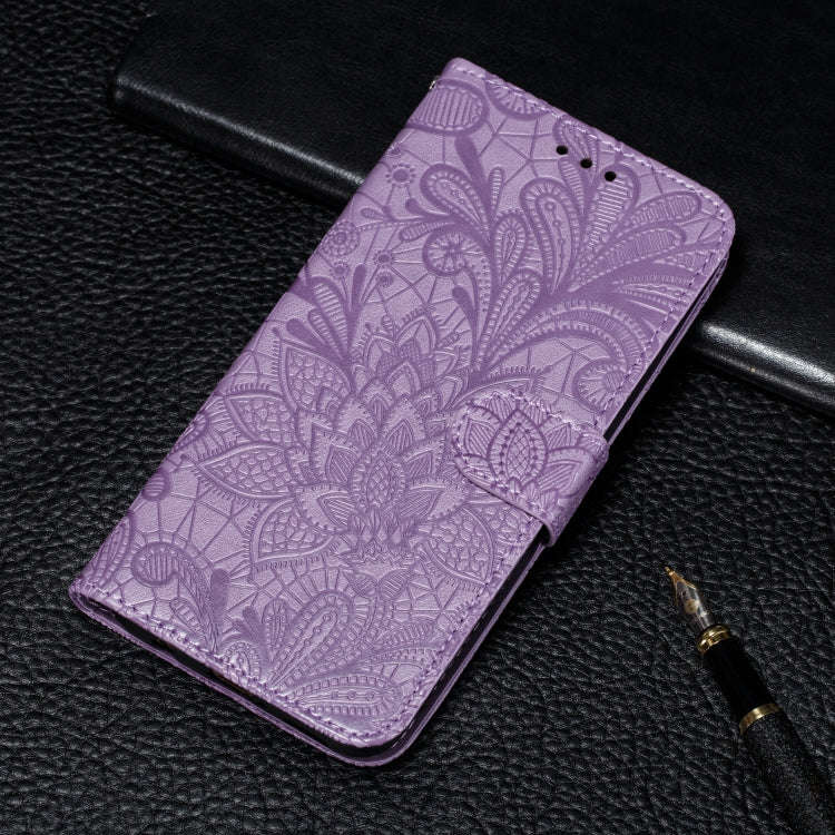 For Huawei P40 Pro Lace Flower Embossing Pattern Horizontal Flip Leather Case with Holder & Card ...