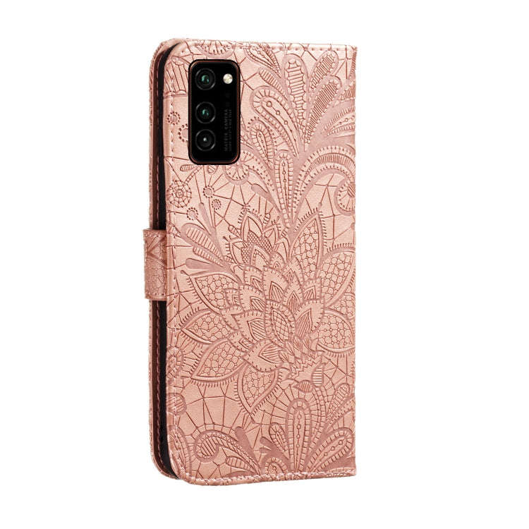 For Huawei Honor V30 & V30 Pro Lace Flower Embossing Pattern Horizontal Flip Leather Case with Ho...