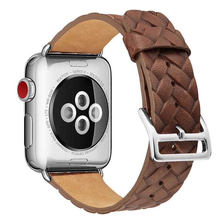 For Apple Watch Series 7 45mm / 6 & SE & 5 & 4 44mm / 3 & 2 & 1 42mm Braided Strap(Brown)