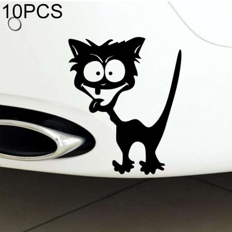 10 PCS Cat Pattern Car Styling Sticker Reflective Waterproof Vinyl Funny Car Sticker, Size: 13×1...