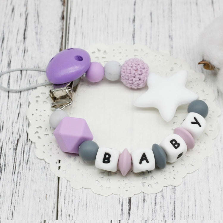 DIY Silicone Baby Pacifier Clip Colorful Pacifier Chain(Purple)