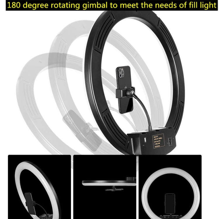 14 inch+Phone Clip Dimmable Color Temperature LED Ring Fill Light Live Broadcast Set With 2.1m Tr...