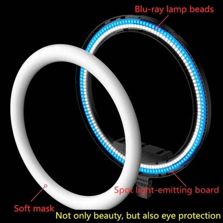 14 inch+Phone Clip Dimmable Color Temperature LED Ring Fill Light Live Broadcast Set With 2.1m Tr...