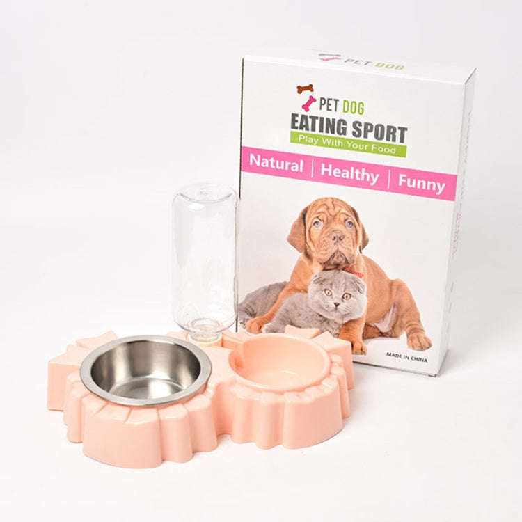 Pet Supplies Automatic Waterer Dog Cat Food Double Bowl(Blue)