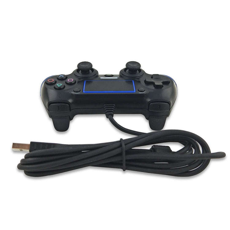 For PS4 Handle Wired Handle Cable Game Controller( Black Red)