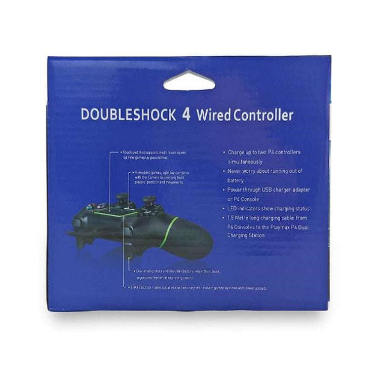 For PS4 Handle Wired Handle Cable Game Controller( Black Red)