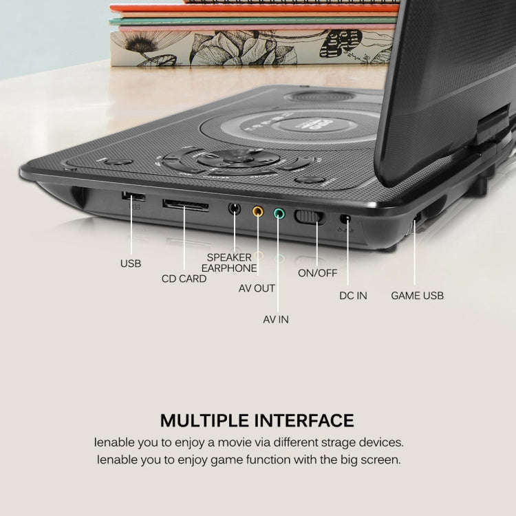 10.1 Inch HD Screen Portable DVD EVD Player TV / FM / USB / Game Function(EU Plug)