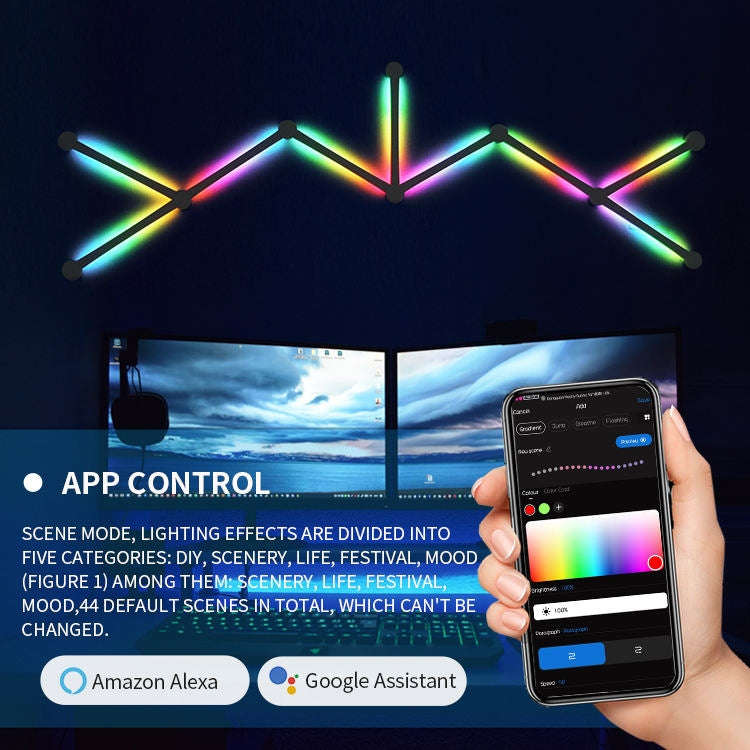 JSK-P22 Smart RGB Mosaic Light Rhythm Light Support Amazon Alexa / Google Assistant /DuerOS US Pl...