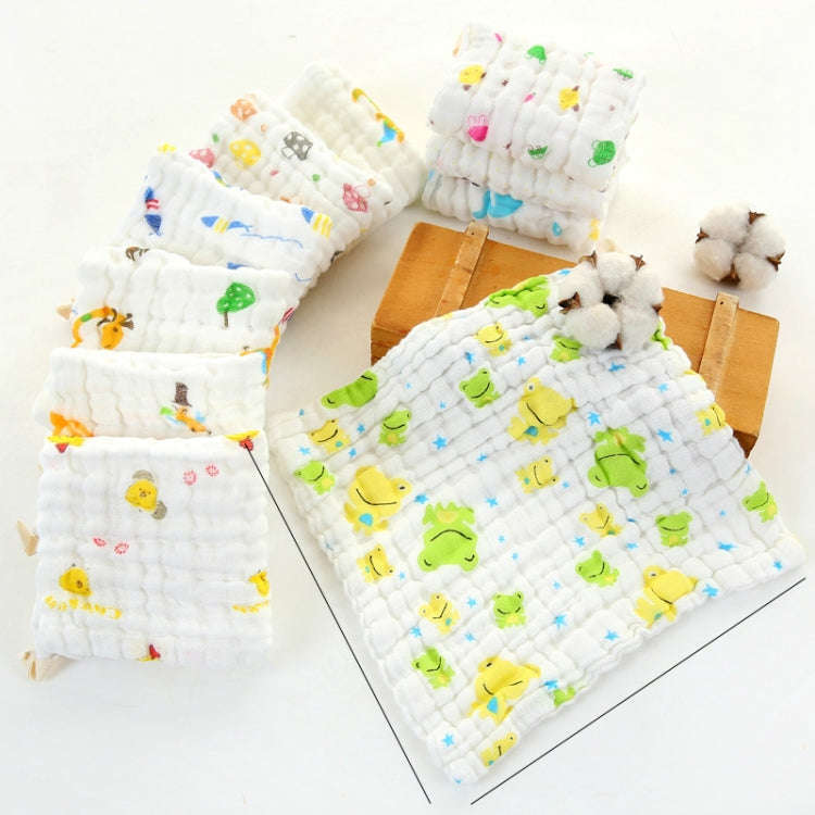 2 PCS Cotton 6-layer Gauze Saliva Towel Seersucker Small Square Scarf(Small Train)