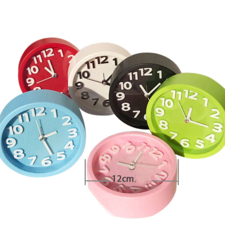 Round 12cm Candy Color Stereo Digital Silent Alarm Clock Children Student Alarm Clock(White)