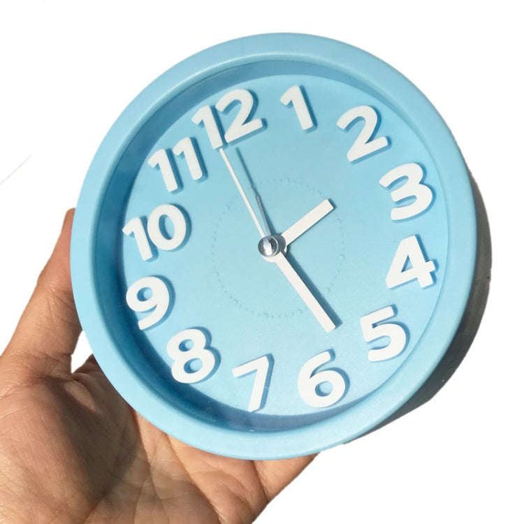 Round 12cm Candy Color Stereo Digital Silent Alarm Clock Children Student Alarm Clock(White)
