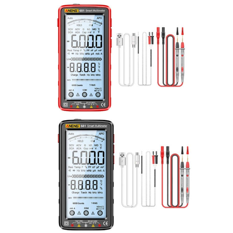 ANENG 681 LCD Digital Display Screen Smart Automatic Range Rechargeable Multimeter(Red)