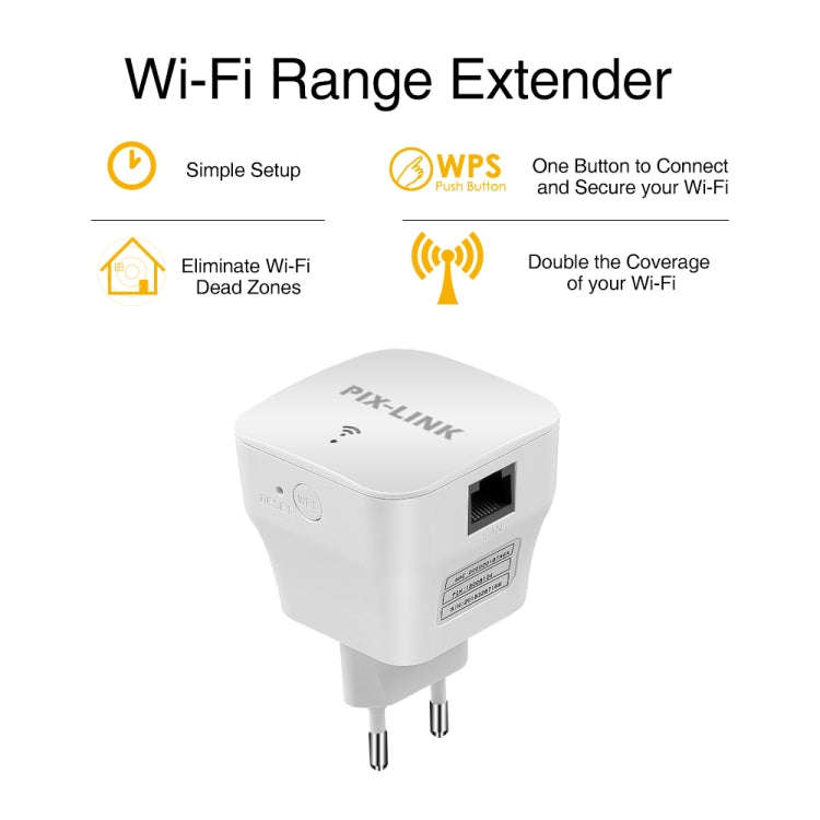 PIXLINK WR12 300Mbps WIFI Signal Amplification Enhanced Repeater, Plug Type:US Plug