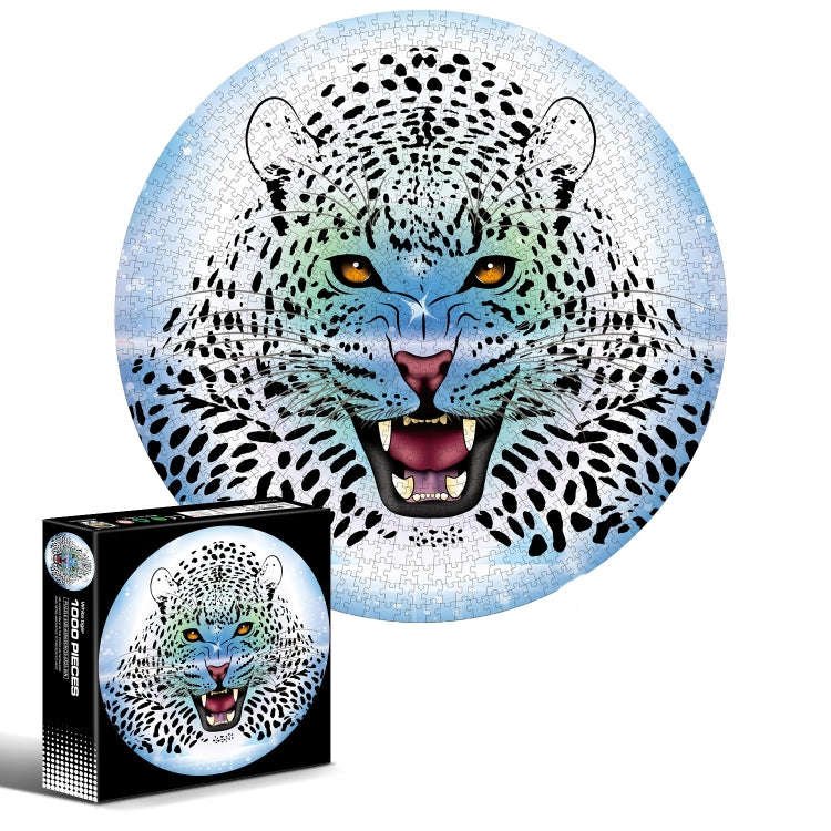 Round Shape Irregular Plane Puzzle Jigsaw Toy 1000 Pieces(White Tiger)