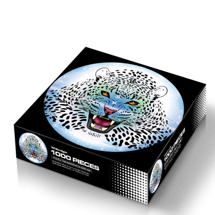 Round Shape Irregular Plane Puzzle Jigsaw Toy 1000 Pieces(White Tiger)