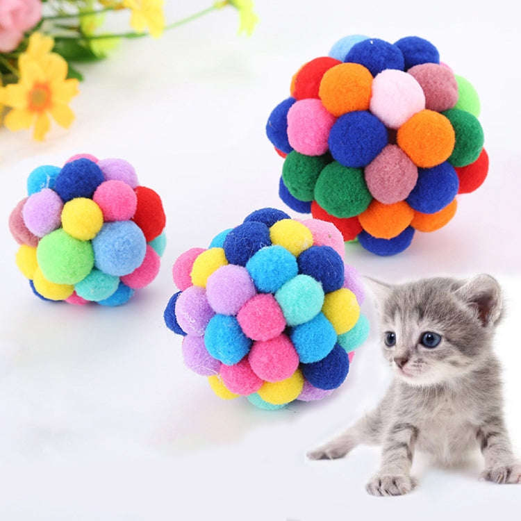 3 PCS Colorful Handmade Bells Cat Bouncy Ball Pet Toy, Size:M