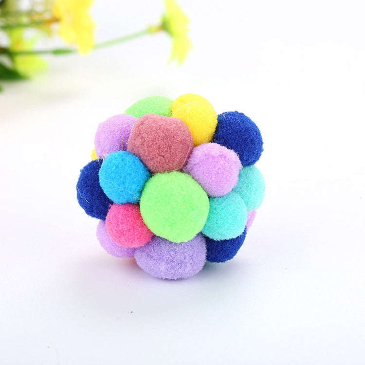 3 PCS Colorful Handmade Bells Cat Bouncy Ball Pet Toy, Size:M