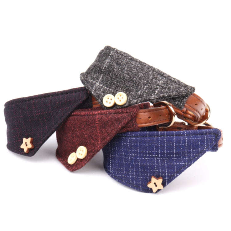 Dog Collars Pet PU Triangle Collars, Specification: 1.3x42cm(Navy)