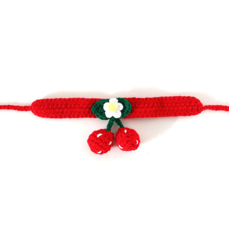 Pet Handmade Knitted Wool Cherry Cat Dog Collar Bib Adjustable Necklace, Specification: M 25-30cm...