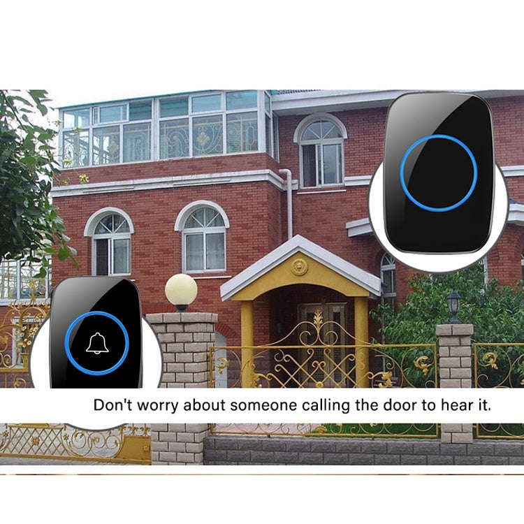 CACAZI A10 300m Long Range No Battery Waterproof LED Light Smart Wireless Doorbell, EU Plug